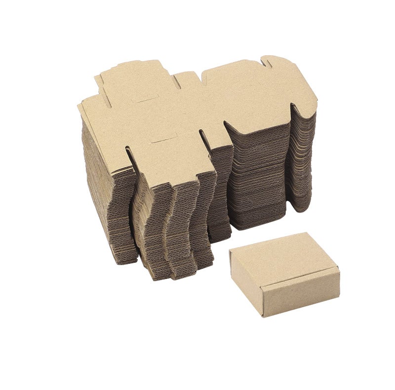 Ellbest 50pcs/Set Kraft Paper Boxes, Jewelry Packing Box Hard Square Paper Box Carton Box Retail Boxes Packing Box, Brown, 2.0 x 2.0 x 0.8 inches - Image 1